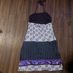 Purple Quilted Pattern Halter Dress - Summer Dress - Tie at Neck